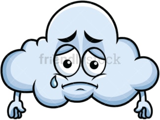 Teared up sad cloud emoticon. PNG - JPG and vector EPS file formats (infinitely scalable). Image isolated on transparent background.