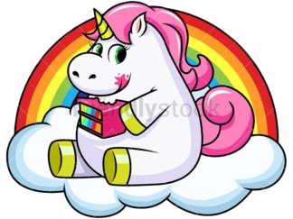 Unicorn eating cake. PNG - JPG and vector EPS file formats (infinitely scalable). Image isolated on transparent background.