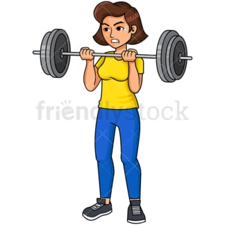 Woman lifting barbell. PNG - JPG and vector EPS file formats (infinitely scalable). Image isolated on transparent background.