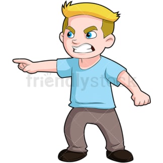 Angry boy pointing finger and scowling. PNG - JPG and vector EPS (infinitely scalable). Image isolated on transparent background.