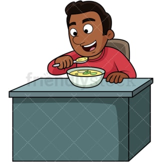Black man enjoying soup. PNG - JPG and vector EPS. Image isolated on transparent background.