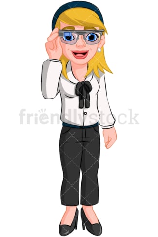 Businesswoman wearing smart glasses. PNG - JPG and vector EPS (infinitely scalable). Image isolated on transparent background.