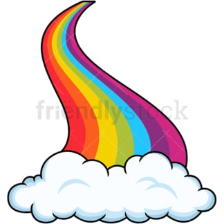 Curvy rainbow behind cloud. PNG - JPG and vector EPS file formats (infinitely scalable). Image isolated on transparent background.