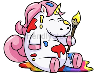 Cute unicorn covered in paint. PNG - JPG and vector EPS file formats (infinitely scalable). Image isolated on transparent background.