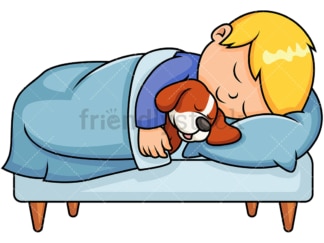 Kid sleeping together with dog. PNG - JPG and vector EPS file formats (infinitely scalable). Image isolated on transparent background.