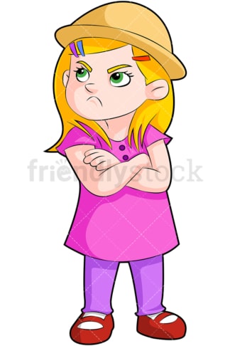 Upset little girl. PNG - JPG and vector EPS (infinitely scalable). Image isolated on transparent background.