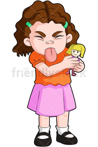 Little girl sticking tongue out. PNG - JPG and vector EPS (infinitely scalable). Image isolated on transparent background.
