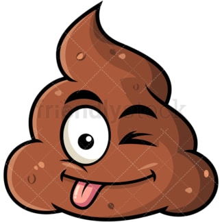 Winking tongue out poop emoticon. PNG - JPG and vector EPS file formats (infinitely scalable). Image isolated on transparent background.