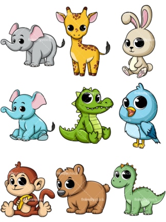 Cute Baby Monkey Cartoon Vector Clipart Friendlystock