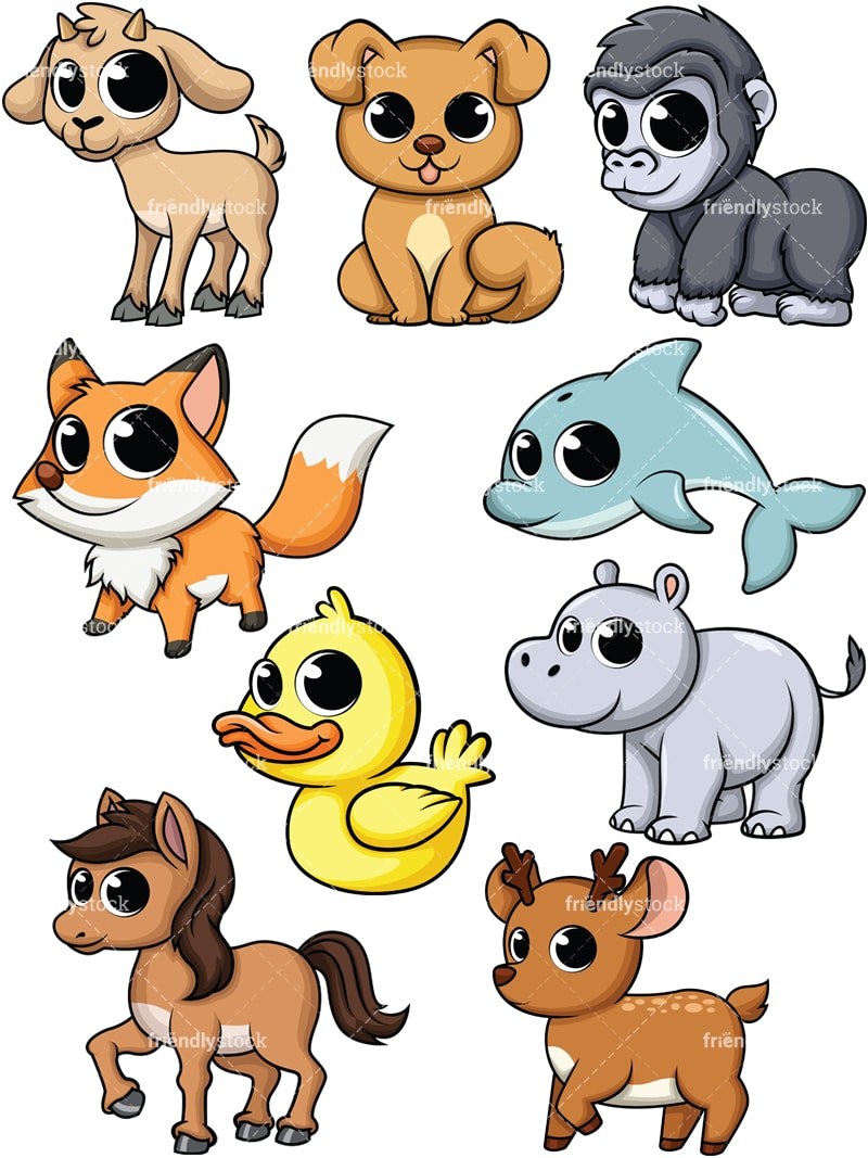 Cute Baby Animals  Cartoon  Vector Clipart FriendlyStock