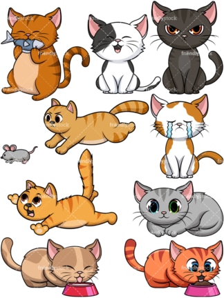 Cute cats. PNG - JPG and vector EPS file formats (infinitely scalable). Image isolated on transparent background.