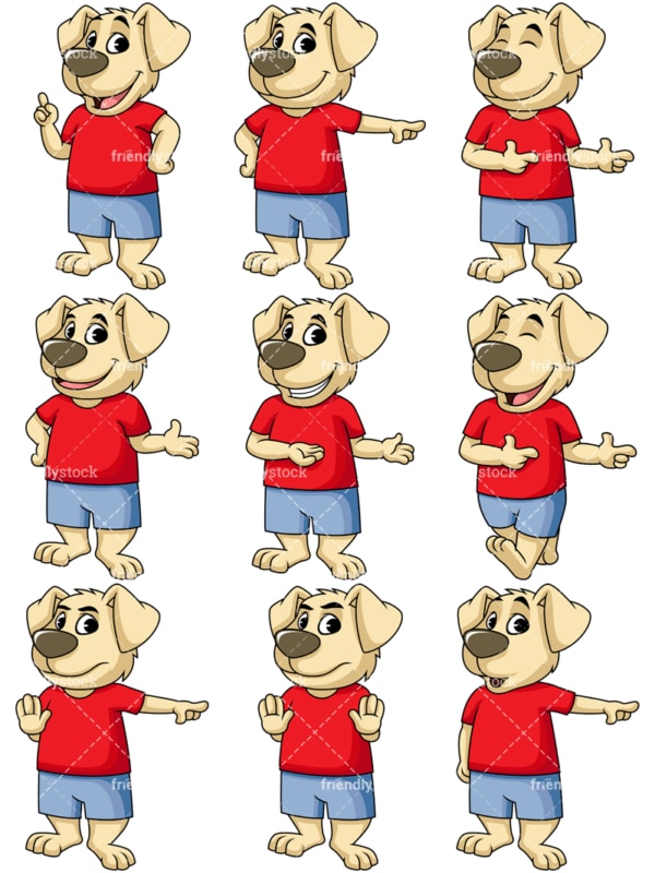 Dog cartoon character character pointing. PNG - JPG and vector EPS file formats (infinitely scalable). Image isolated on transparent background.