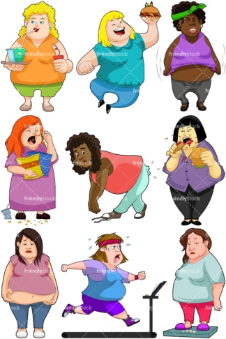 Overweight women. PNG - JPG and vector EPS file formats (infinitely scalable). Image isolated on transparent background.