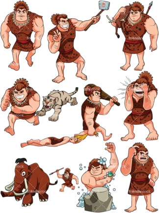 Muscular Caveman Collection #2. PNG - JPG and vector EPS (infinitely scalable). Image isolated on transparent background.
