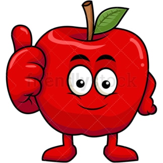 Apple cartoon character thumbs up. PNG - JPG and vector EPS (infinitely scalable). Image isolated on transparent background.