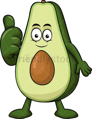 Avocado cartoon character thumbs up. PNG - JPG and vector EPS (infinitely scalable). Image isolated on transparent background.