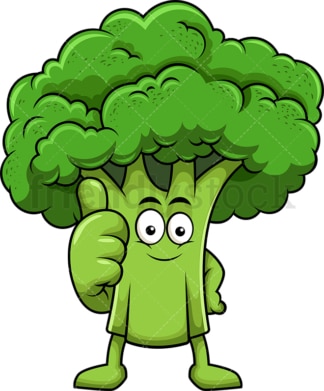 Broccoli cartoon character thumbs up. PNG - JPG and vector EPS (infinitely scalable). Image isolated on transparent background.