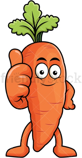 Carrot cartoon character thumbs up. PNG - JPG and vector EPS (infinitely scalable). Image isolated on transparent background.
