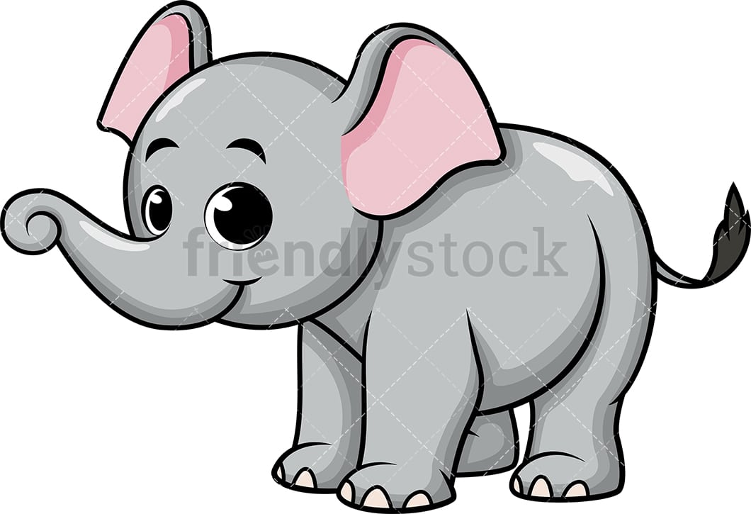 Cute Baby Elephant Cartoon Vector Clipart - FriendlyStock