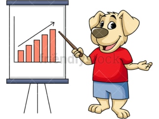 Dog cartoon character pointing το growth chart. PNG - JPG and vector EPS (infinitely scalable). Image isolated on transparent background.