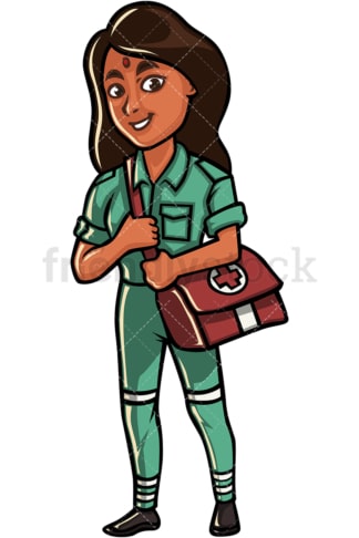 Indian woman medic. PNG - JPG and vector EPS file formats (infinitely scalable). Image isolated on transparent background.