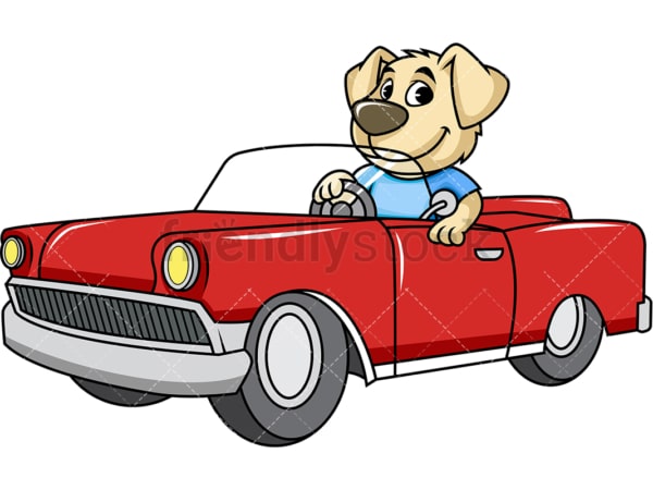 Dog character driving car. PNG - JPG and vector EPS (infinitely scalable). Image isolated on transparent background.