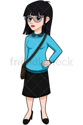 Teenage girl wearing glasses. PNG - JPG and vector EPS (infinitely scalable). Image isolated on transparent background.