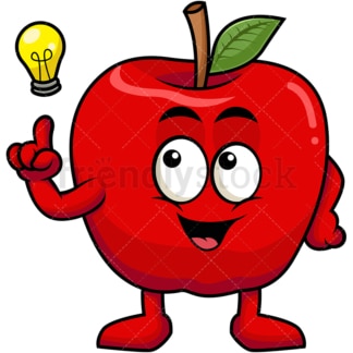 Apple cartoon character having an idea. PNG - JPG and vector EPS (infinitely scalable). Image isolated on transparent background.