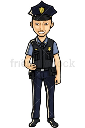 Asian male police officer. PNG - JPG and vector EPS file formats (infinitely scalable). Image isolated on transparent background.
