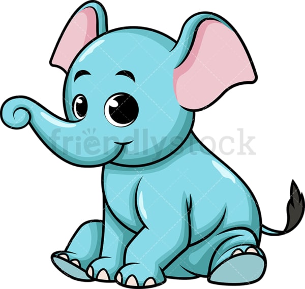 Baby blue elephant. PNG - JPG and vector EPS (infinitely scalable). Image isolated on transparent background.