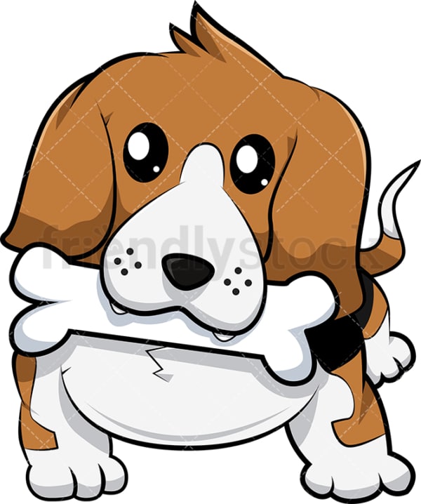 Beagle dog fetching bone. PNG - JPG and vector EPS (infinitely scalable). Image isolated on transparent background.