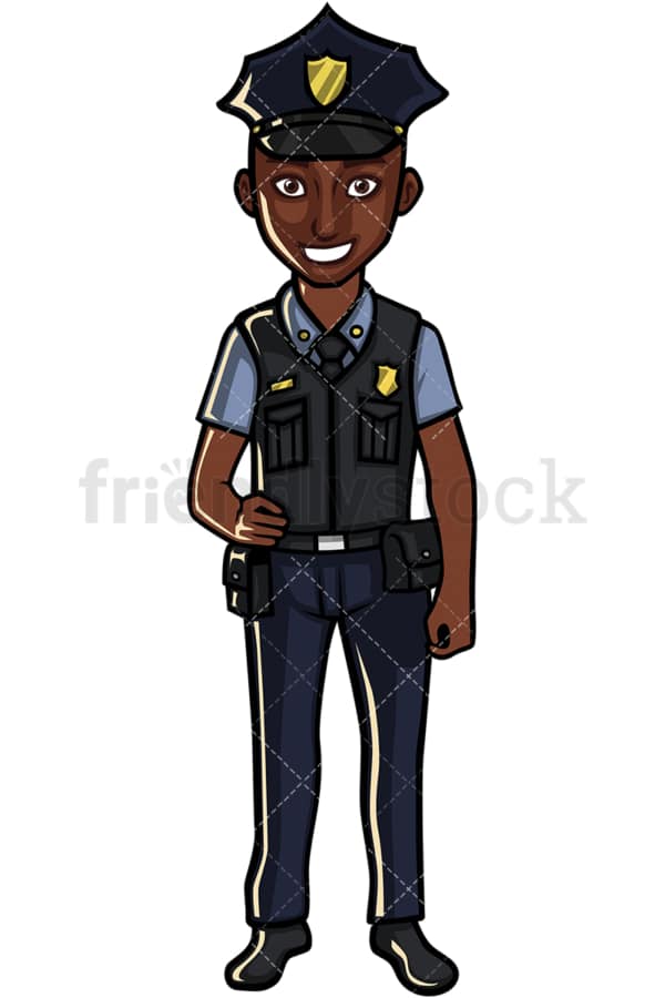 African American police officer. PNG - JPG and vector EPS file formats (infinitely scalable). Image isolated on transparent background.