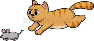 Cat chasing mouse. PNG - JPG and vector EPS (infinitely scalable). Image isolated on transparent background.