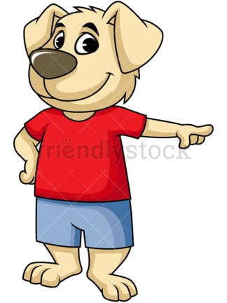 Dog cartoon character pointing right. PNG - JPG and vector EPS (infinitely scalable). Image isolated on transparent background.