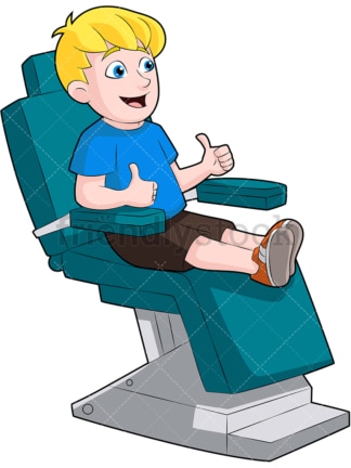 Little child in dentist chair thumbs up. PNG - JPG and vector EPS (infinitely scalable). Image isolated on transparent background.
