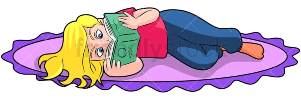 Young girl reading a book. PNG - JPG and vector EPS (infinitely scalable). Image isolated on transparent background.
