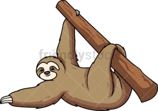 Sloth hanging from tree with one hand. PNG - JPG and vector EPS (infinitely scalable). Image isolated on transparent background.