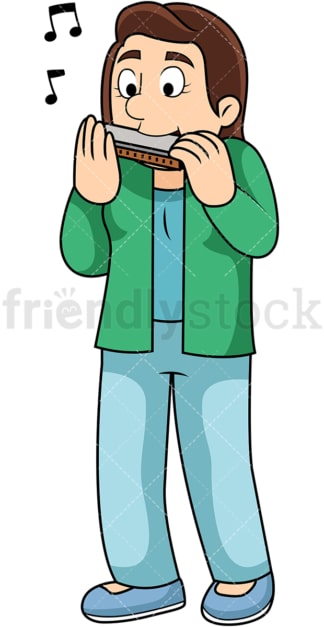 Woman playing the harmonica. PNG - JPG and vector EPS file formats (infinitely scalable). Image isolated on transparent background.