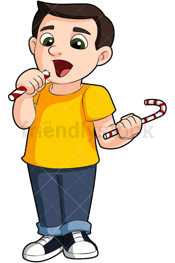 Young boy eating candy. PNG - JPG and vector EPS (infinitely scalable). Image isolated on transparent background.