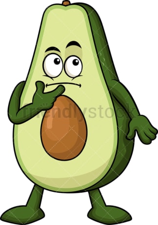 Avocado cartoon character thinking. PNG - JPG and vector EPS (infinitely scalable). Image isolated on transparent background.