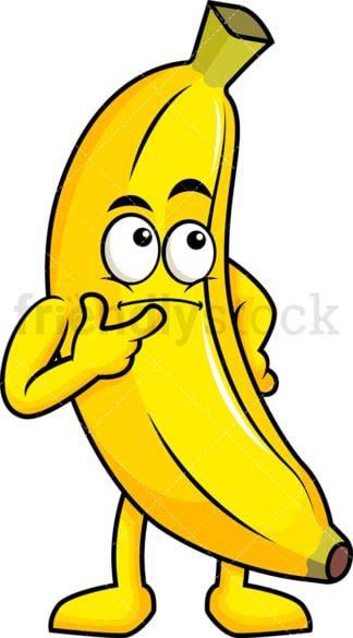 Banana cartoon character thinking. PNG - JPG and vector EPS (infinitely scalable). Image isolated on transparent background.