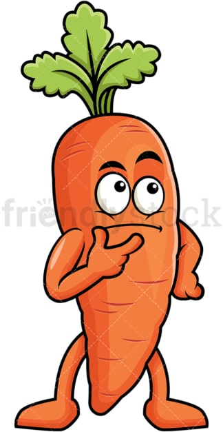 Carrot cartoon character thinking. PNG - JPG and vector EPS (infinitely scalable). Image isolated on transparent background.