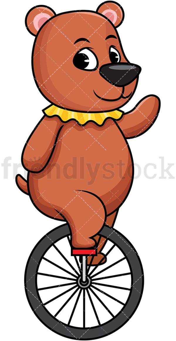 Circus bear on unicycle. PNG - JPG and vector EPS (infinitely scalable). Image isolated on transparent background.