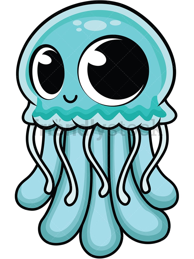 Download Cute Baby Jellyfish Cartoon Vector Clipart - FriendlyStock