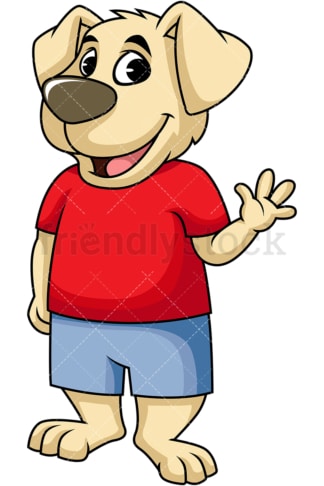 Dog mascot waving hello. PNG - JPG and vector EPS (infinitely scalable). Image isolated on transparent background.