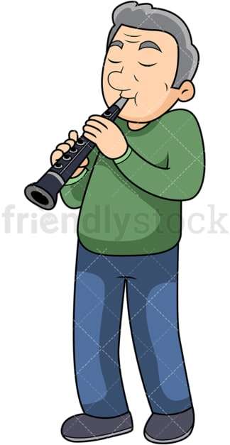 Old man clarinet player. PNG - JPG and vector EPS file formats (infinitely scalable). Image isolated on transparent background.