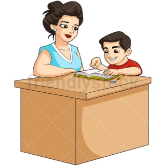 Teacher helping student with homework. PNG - JPG and vector EPS (infinitely scalable). Image isolated on transparent background.