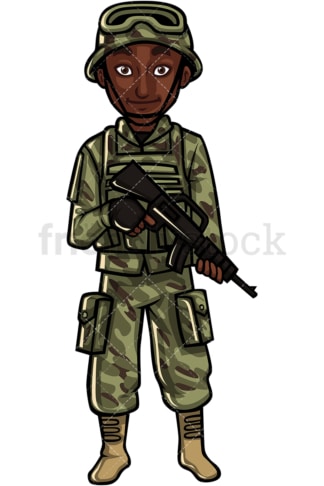 US Army African American tropper. PNG - JPG and vector EPS file formats (infinitely scalable). Image isolated on transparent background.