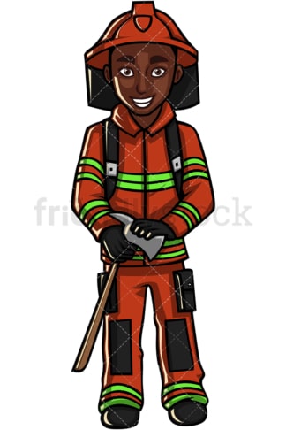 African American firefighter. PNG - JPG and vector EPS file formats (infinitely scalable). Image isolated on transparent background.