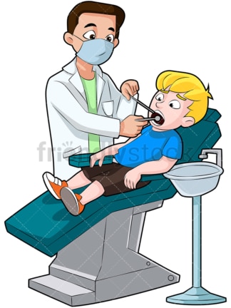 Child getting his teeth checked by dentist. PNG - JPG and vector EPS (infinitely scalable). Image isolated on transparent background.